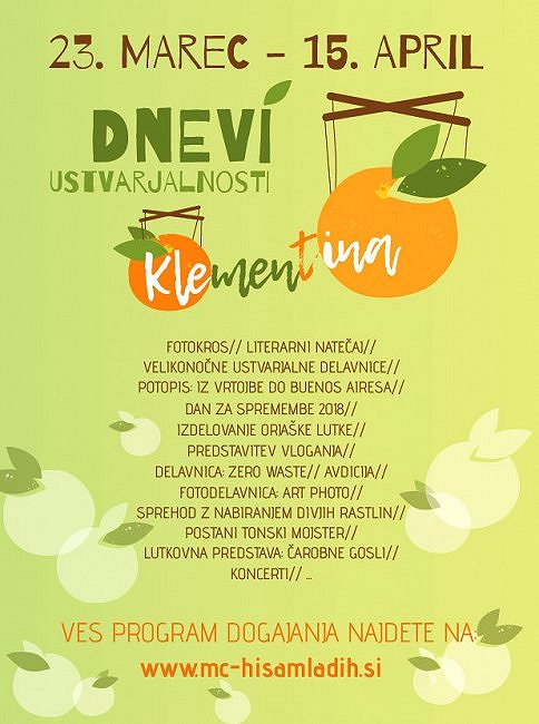 V Ajdovščini med 23. marcem in 15. aprilom poteka drugi Festival Klementina