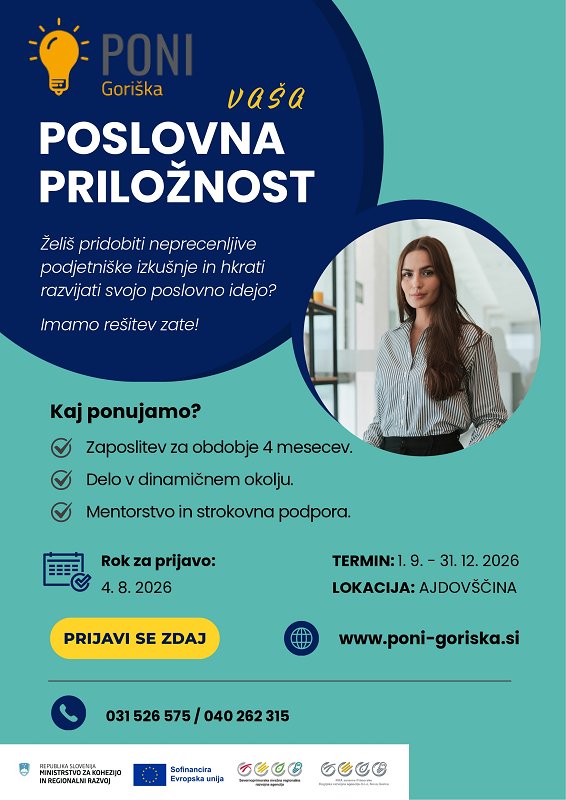 Imate poslovno idejo? PONI Goriška vam ponuja štiri mesece, da jo uresničite