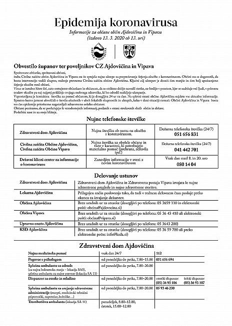 Pomembne informacije na ajdovskem Pomembne informacije na ajdovskem