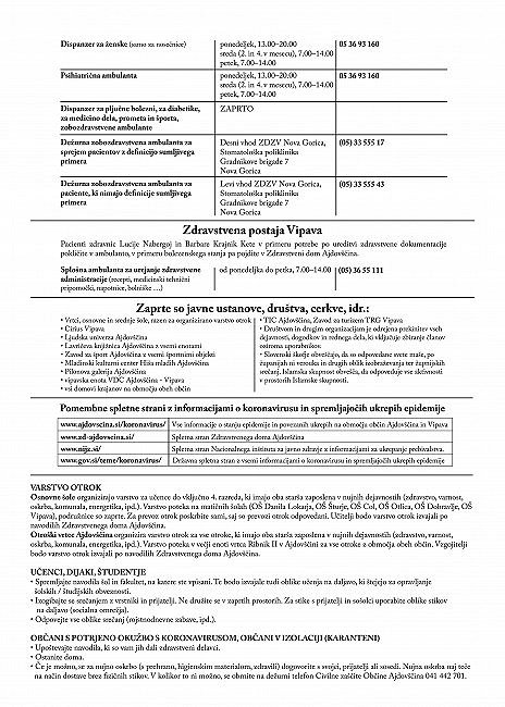 Pomembne kontaktne številke na ajdovskem Pomembne kontaktne številke na ajdovskem